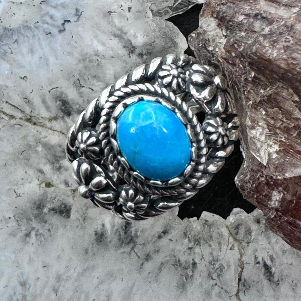 Carolyn Pollack Sterling Oval Turquoise Decorated Split Shank Ring For Women